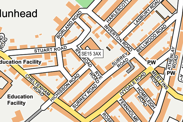 SE15 3AX map - OS OpenMap – Local (Ordnance Survey)