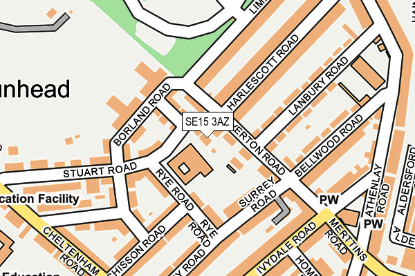 SE15 3AZ map - OS OpenMap – Local (Ordnance Survey)