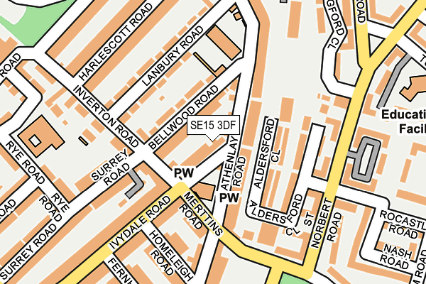 SE15 3DF map - OS OpenMap – Local (Ordnance Survey)