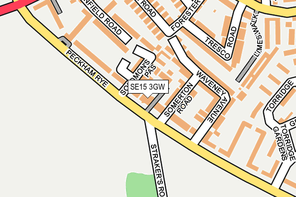 SE15 3GW map - OS OpenMap – Local (Ordnance Survey)