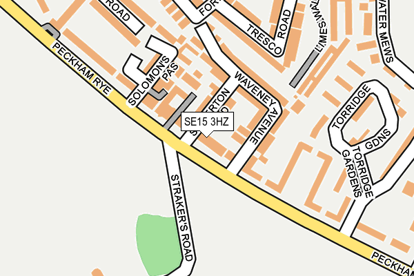 SE15 3HZ map - OS OpenMap – Local (Ordnance Survey)