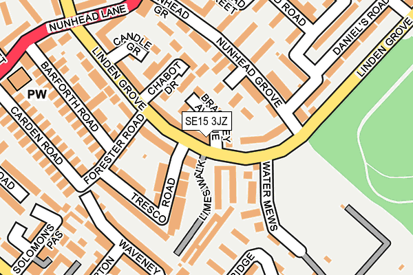 SE15 3JZ map - OS OpenMap – Local (Ordnance Survey)