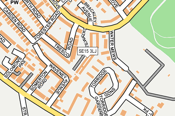 SE15 3LJ map - OS OpenMap – Local (Ordnance Survey)
