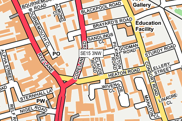 SE15 3NW map - OS OpenMap – Local (Ordnance Survey)