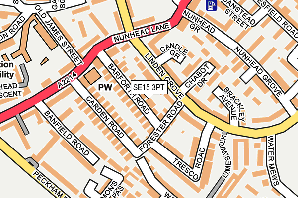 SE15 3PT map - OS OpenMap – Local (Ordnance Survey)