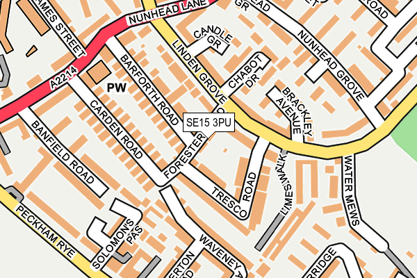 SE15 3PU map - OS OpenMap – Local (Ordnance Survey)