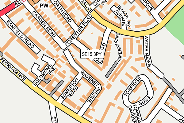 SE15 3PY map - OS OpenMap – Local (Ordnance Survey)