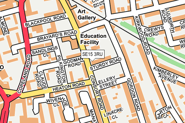 SE15 3RU map - OS OpenMap – Local (Ordnance Survey)