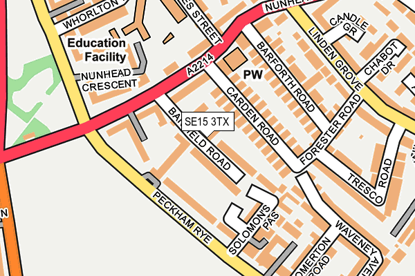 SE15 3TX map - OS OpenMap – Local (Ordnance Survey)