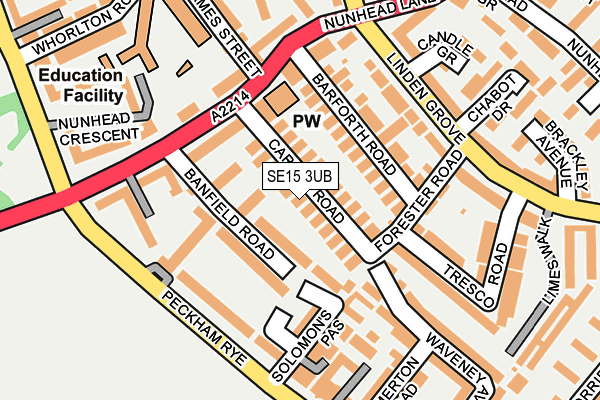 SE15 3UB map - OS OpenMap – Local (Ordnance Survey)