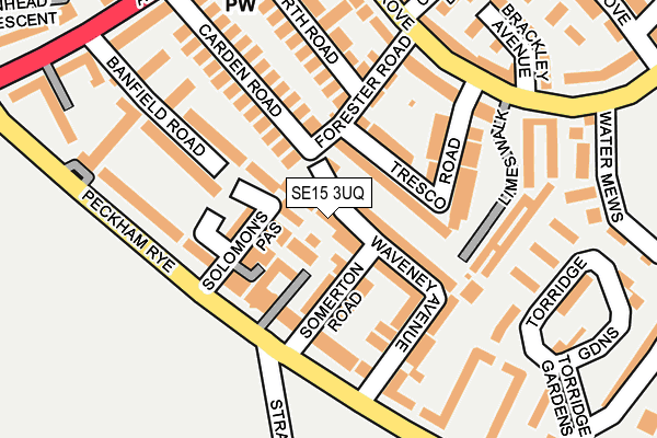 SE15 3UQ map - OS OpenMap – Local (Ordnance Survey)