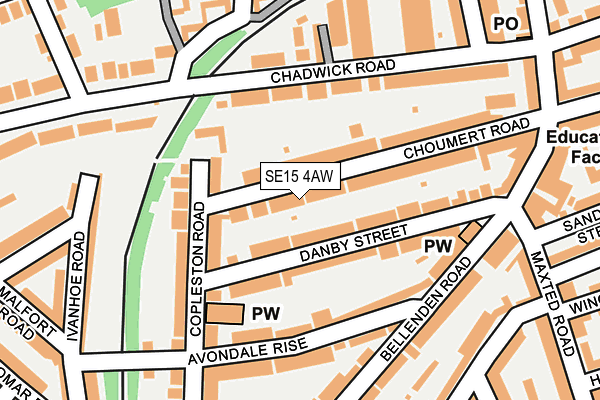 SE15 4AW map - OS OpenMap – Local (Ordnance Survey)