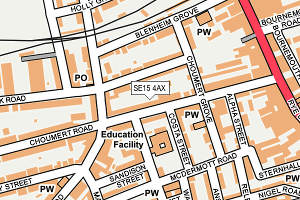 SE15 4AX map - OS OpenMap – Local (Ordnance Survey)
