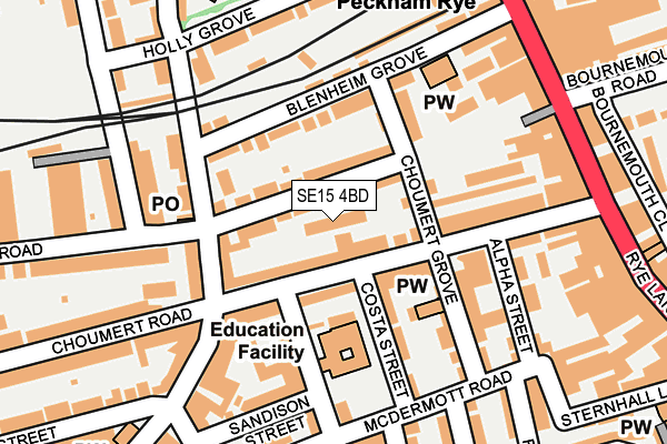 SE15 4BD map - OS OpenMap – Local (Ordnance Survey)