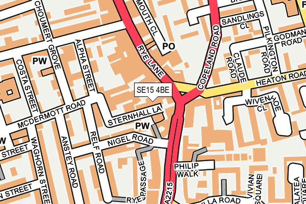 SE15 4BE map - OS OpenMap – Local (Ordnance Survey)