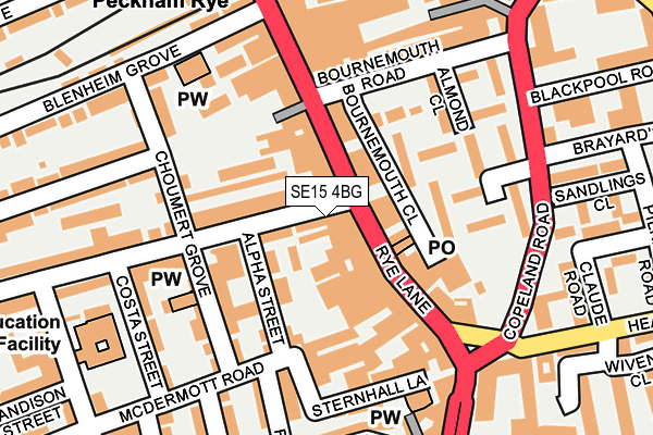 SE15 4BG map - OS OpenMap – Local (Ordnance Survey)