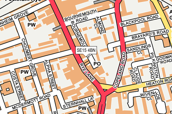 SE15 4BN map - OS OpenMap – Local (Ordnance Survey)
