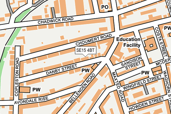 SE15 4BT map - OS OpenMap – Local (Ordnance Survey)