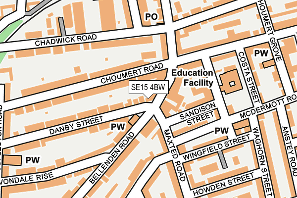 SE15 4BW map - OS OpenMap – Local (Ordnance Survey)