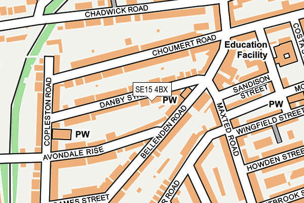 SE15 4BX map - OS OpenMap – Local (Ordnance Survey)