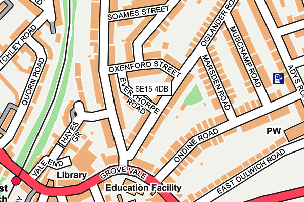 SE15 4DB map - OS OpenMap – Local (Ordnance Survey)