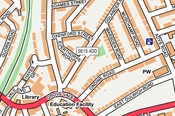 SE15 4DD map - OS OpenMap – Local (Ordnance Survey)