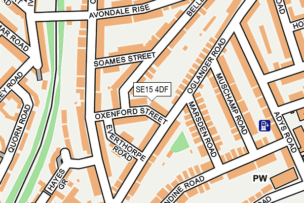 SE15 4DF map - OS OpenMap – Local (Ordnance Survey)