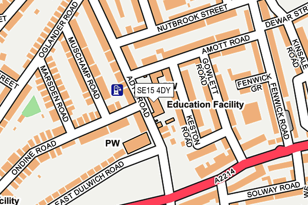 SE15 4DY map - OS OpenMap – Local (Ordnance Survey)
