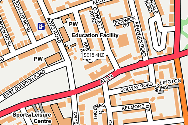 SE15 4HZ map - OS OpenMap – Local (Ordnance Survey)