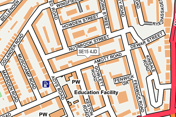 SE15 4JD map - OS OpenMap – Local (Ordnance Survey)