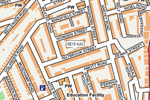 SE15 4JU map - OS OpenMap – Local (Ordnance Survey)