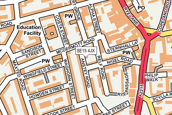 SE15 4JX map - OS OpenMap – Local (Ordnance Survey)