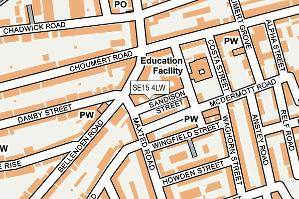 SE15 4LW map - OS OpenMap – Local (Ordnance Survey)