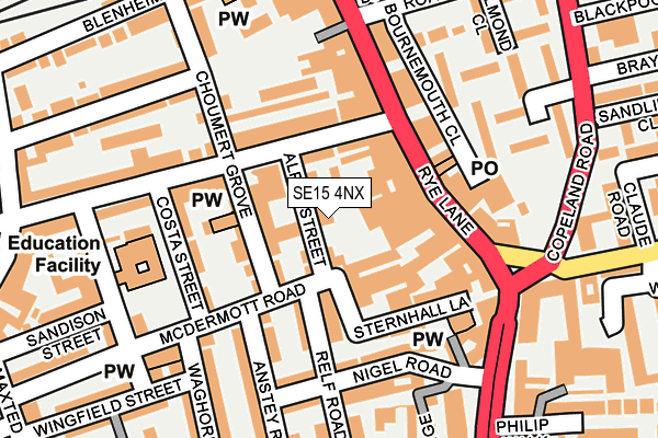 SE15 4NX map - OS OpenMap – Local (Ordnance Survey)