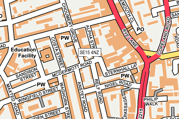 SE15 4NZ map - OS OpenMap – Local (Ordnance Survey)