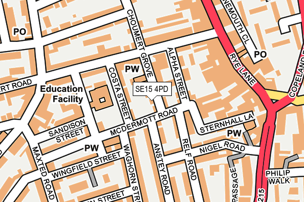 SE15 4PD map - OS OpenMap – Local (Ordnance Survey)