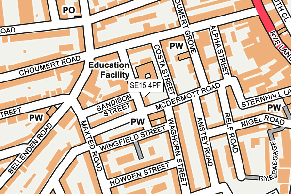 SE15 4PF map - OS OpenMap – Local (Ordnance Survey)