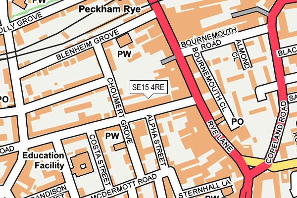 SE15 4RE map - OS OpenMap – Local (Ordnance Survey)