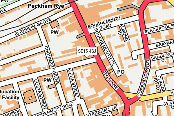 SE15 4SJ map - OS OpenMap – Local (Ordnance Survey)