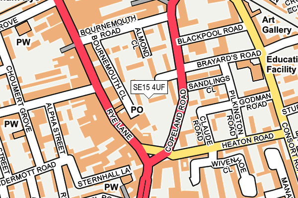SE15 4UF map - OS OpenMap – Local (Ordnance Survey)