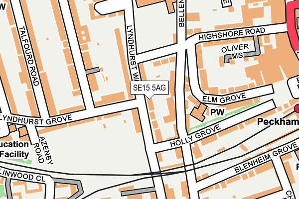 SE15 5AG map - OS OpenMap – Local (Ordnance Survey)