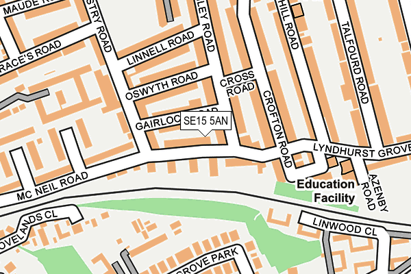 SE15 5AN map - OS OpenMap – Local (Ordnance Survey)