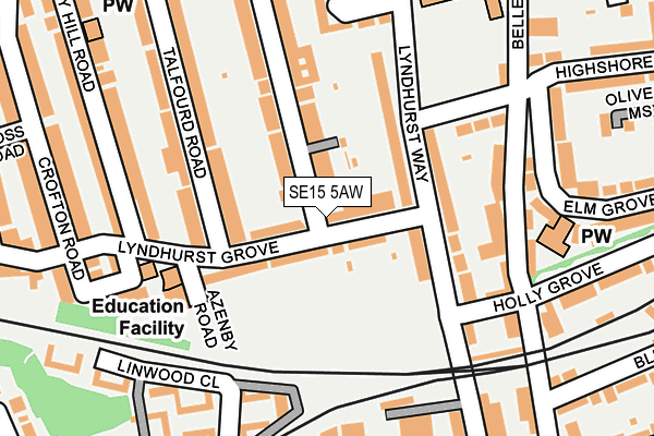 SE15 5AW map - OS OpenMap – Local (Ordnance Survey)