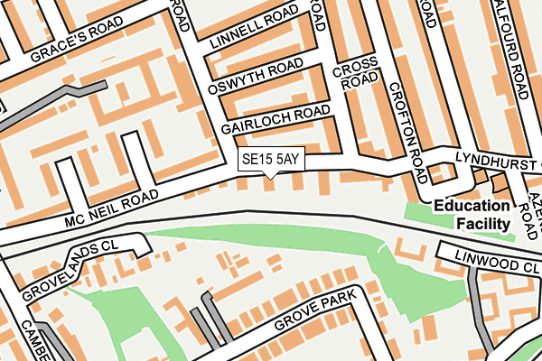 SE15 5AY map - OS OpenMap – Local (Ordnance Survey)
