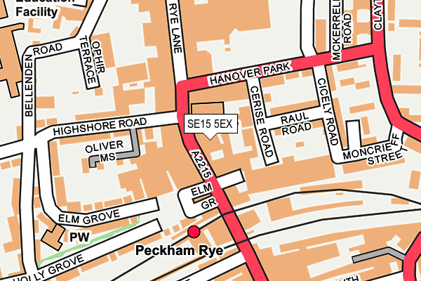 SE15 5EX map - OS OpenMap – Local (Ordnance Survey)