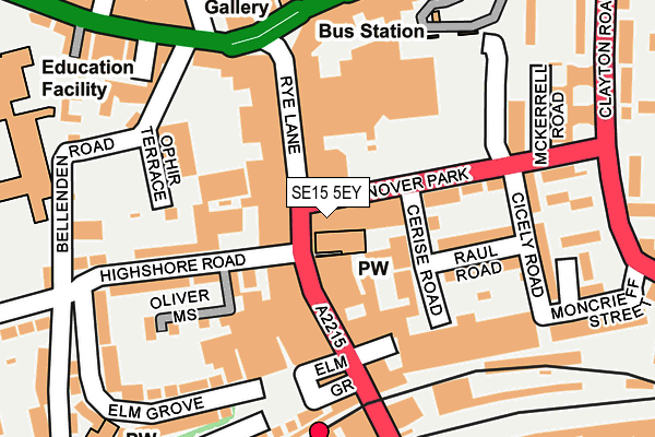 SE15 5EY map - OS OpenMap – Local (Ordnance Survey)