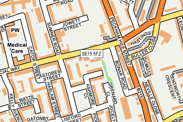 SE15 5FZ map - OS OpenMap – Local (Ordnance Survey)