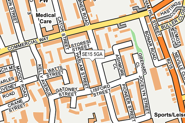 SE15 5GA map - OS OpenMap – Local (Ordnance Survey)