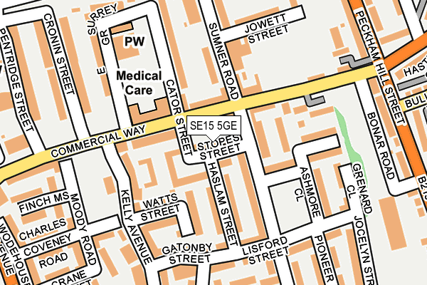 SE15 5GE map - OS OpenMap – Local (Ordnance Survey)