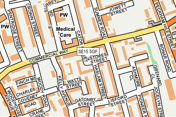 SE15 5GF map - OS OpenMap – Local (Ordnance Survey)